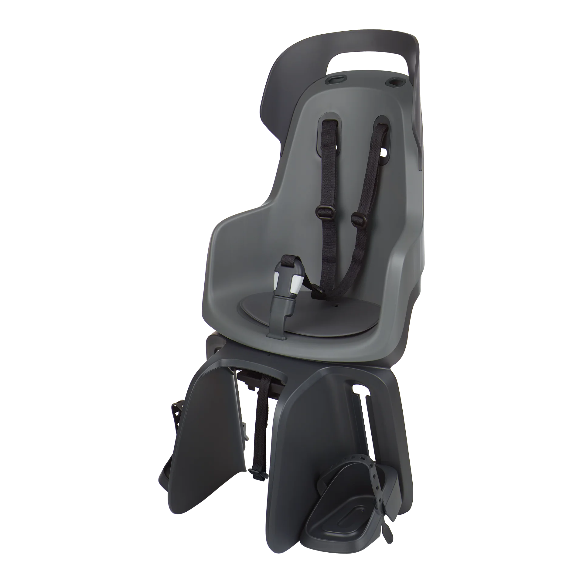 Rear bicycle safety seat, with a safety-belt of 3-points and a soft cushion for mik-hd carriers.