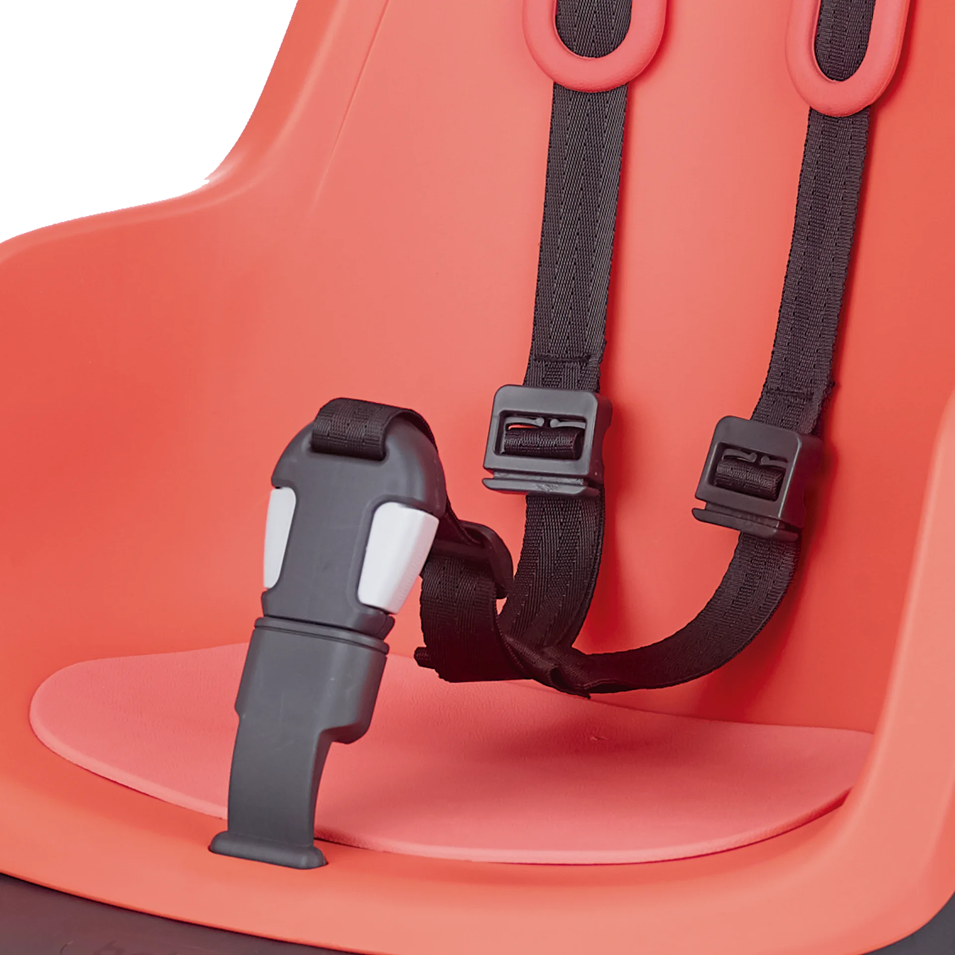 Rear bicycle safety seat, with a safety-belt of 3-points and a soft cushion.
