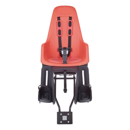 Rear bicycle safety seat, with a safety-belt of 3-points and a soft cushion.